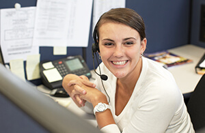 Smiling customer service rep