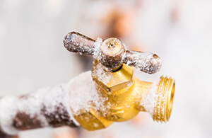 Outdoor faucet frozen over