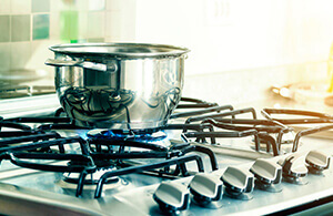 Pot boiling on stove top